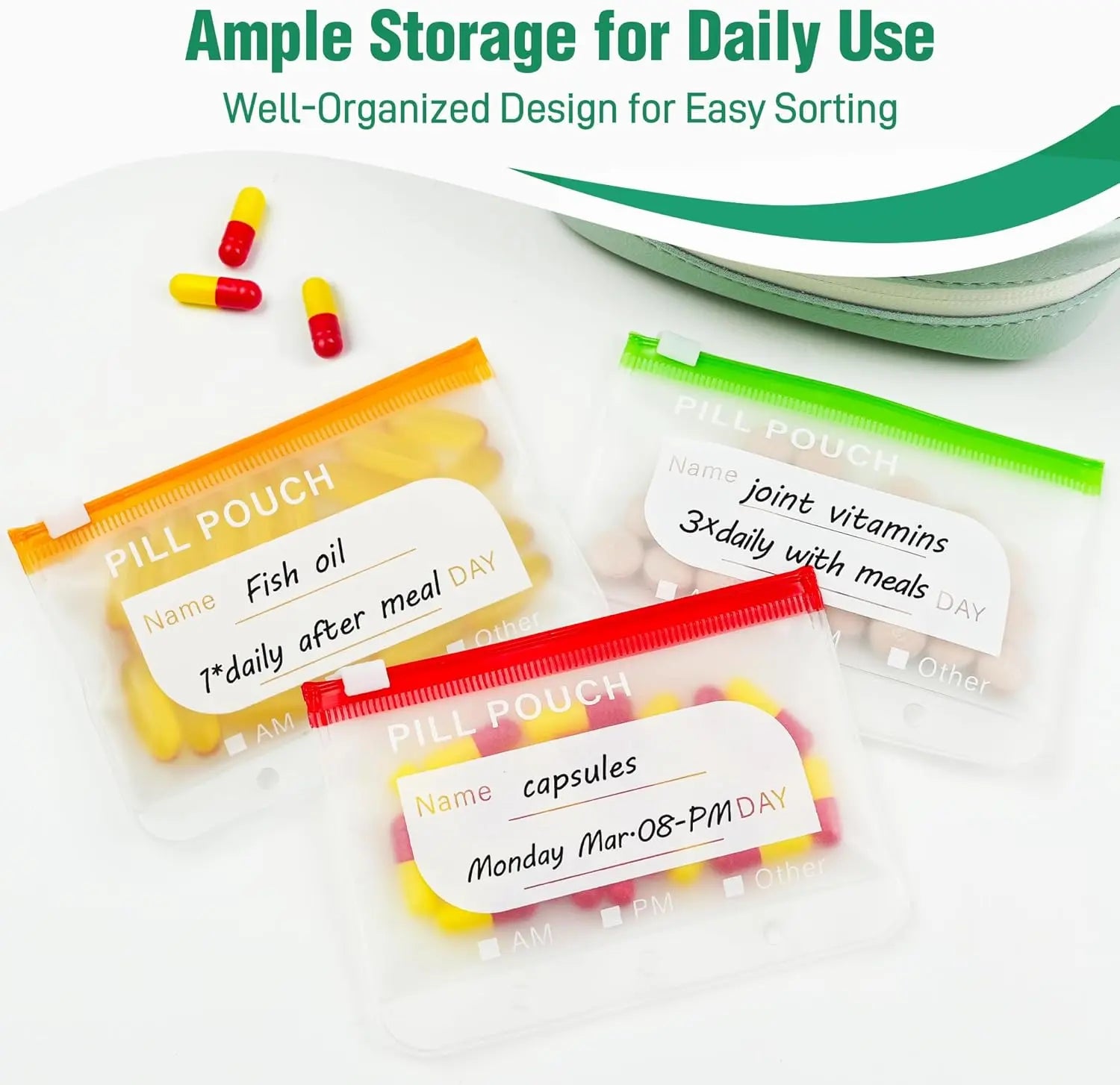 Waterproof Travel Pill Organizer Pouch Set