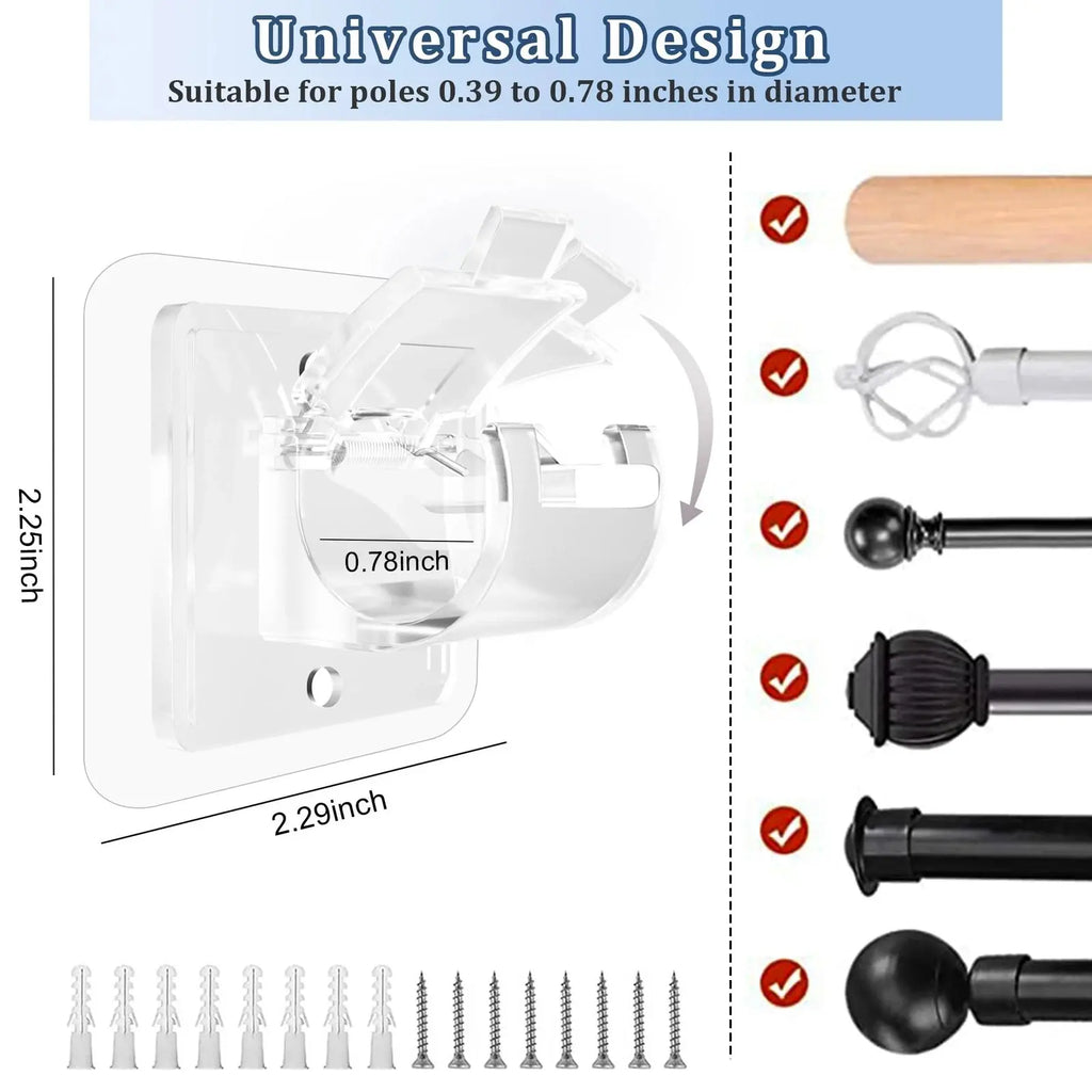 No-Drill Adjustable Curtain Rod Brackets
