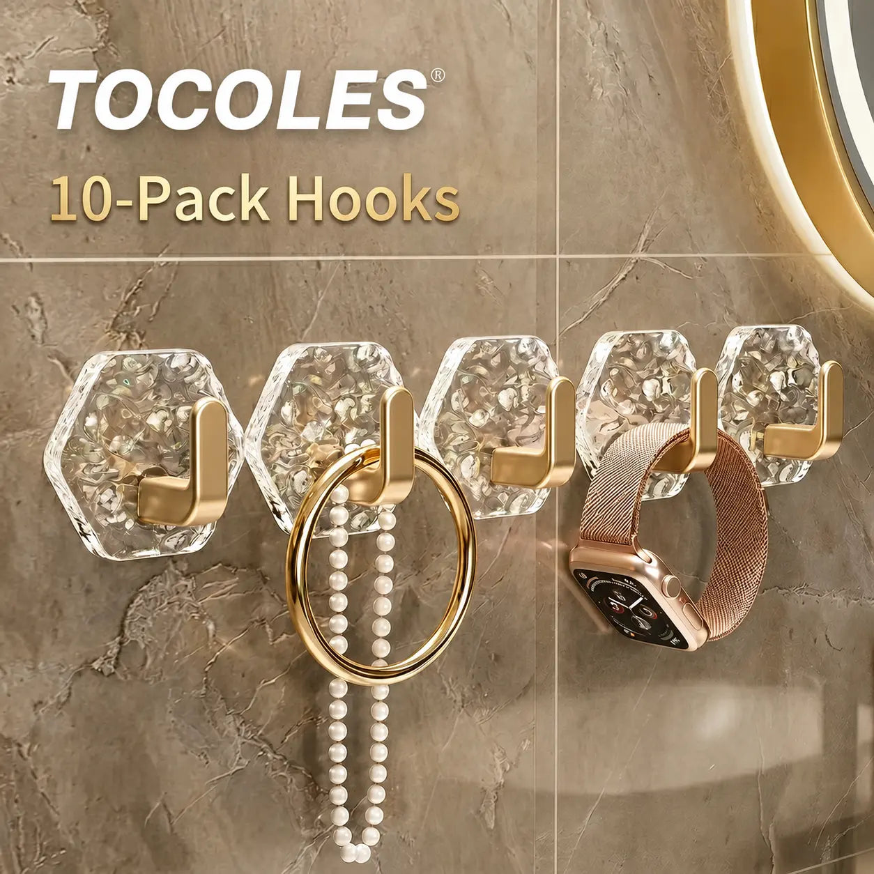 Heavy-Duty Adhesive Wall Hooks - 10/20 Pack